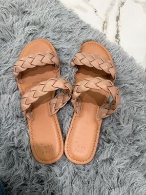 a new day Braided Double-Strap Slide Sandals - Tan